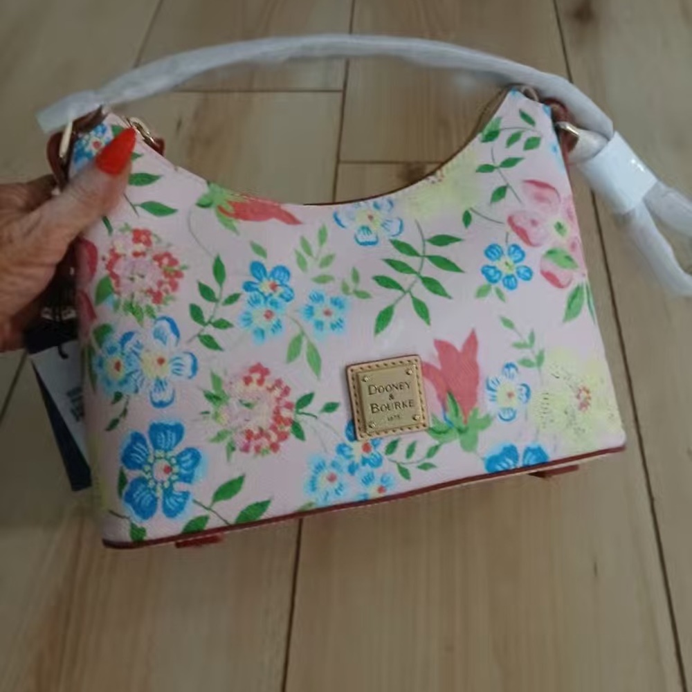 Dooney & Bourke Pastel Floral Shoulder Bag in Pink and Blue - Picture 2 of 7